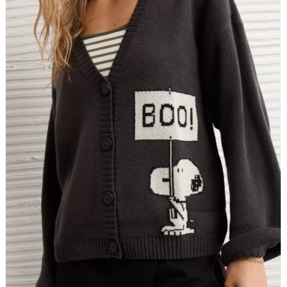 New American Eagle AE x Peanut Snoopy Halloween Cardigan Size S - Picture 3 of 6